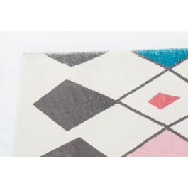 DKD Home Decor Alfombra Moderna de Poliéster Multicolor con Rombos 240x60 cm 600 gsm (2 Unidades)