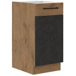 ROCK ROCK40D1F - Mueble bajo de Melamina con decoración Roble Lancelot y Gris Matera, 1 Puerta, L40xH82 cm