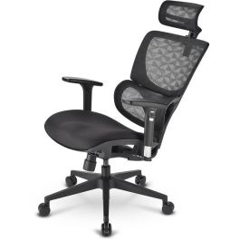 Sharkoon OfficePal C30 Silla de Oficina Ergonómica, Asiento Tela, Respaldo Malla, Negro, Reposabrazos 3D, 120kg