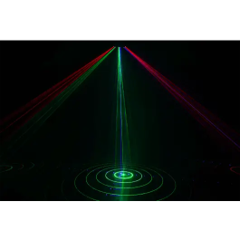 ALGAMLIGHT Haz de Luz X6 RGB DMX 4 LÁSERES 260mW Estroboscopio 8 Canales Sonido/Automático