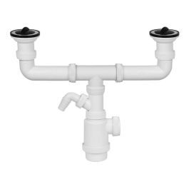 Mirtak Sifón Doble Extensible V70 con Toma de Lavavajillas y Tapones PVC Blanco Precio: 12.89000053. SKU: S7914697