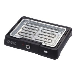 Edm Barbacoa Eléctrica Negra 2200W con Parrilla Desmontable, Termostato Regulable, Área de Cocción 40x23 cm y Seguridad