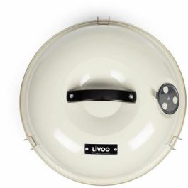 Livoo DOC301 Barbacoa de Carbón Portátil Ø34 cm, Parrilla Cromada, Acero Esmaltado, Champán y Negro