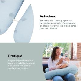 Babymoov B. LOVE Cojín Maternal Lactancia Evolutivo con Relleno de Microbolas, Algodón Orgánico Suave y Ajustable - Azul