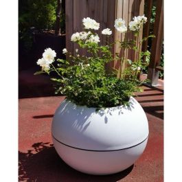 Jardinera redonda RIVIERA GRANIT BOULE - Plástico - Diámetro 40 cm - Blanco Jardinera redonda RIVIERA GRANIT BOULE - Plástico - Diámetro 40 cm - Blanco