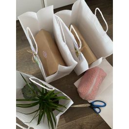 Algon Set-3 Bolsa Papel Blanco 26x17x26 cm (24 Unidades)