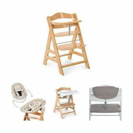 HAUCK Trona Bebé Evolutionary Alpha + Madera - Asiento y reposapiés ajustables - Arnés 5 puntos - Desde 6 meses hasta 90 kg