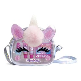MARTINELIA 85509 Bolso Maquillaje Little Unicorn con Paleta de Sombras, Esmalte y Brillos Labiales - Set de Belleza +4 años