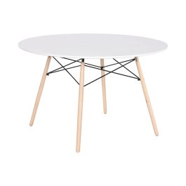 Mesa de Comedor Home ESPRIT Blanco Negro Natural Abedul Madera MDF 120 x 120 x 74 cm Mesa de Comedor Home ESPRIT Blanco Negro Natural Abedul Madera MDF 120 x 120 x 74 cm