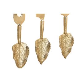 DKD Home Decor Tabla de Cortar Alimentos Moderna de Acacia e Inox, Dorado y Natural, 40x30x1.5 cm, Set de 4 Piezas