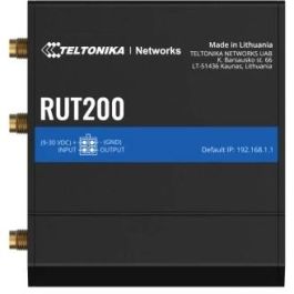 Teltonika RUT200 Router Industrial LTE WiFi Negro con 2 puertos Ethernet Rápido 10/100 Mbps y OS RutOS