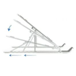 TooQ TQLRS0033-AL Soporte Elevador Plegable para Portátiles 11-15", Tablets y Móviles, 7 Niveles de Altura, Ventilación, Antideslizante Plata