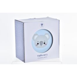 DKD Home Decor Vajilla Infantil Azul Gris New Bone Set 5 Piezas