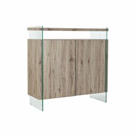 DKD Home Decor Aparador Moderno Natural de MDF y Cristal Templado 120x44x120 cm con 2 Puertas y 3 Estantes Desmontable
