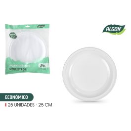 Set de 25 platos redondos de plástico ecológico Algon 25 cm (12 Cajas) Precio: 34.50000037. SKU: B1F5R9PTTR