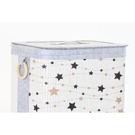 DKD Home Decor Cesta Ropa Set de 4 Blanco Gris Bambu Fieltro 31 x 42 x 41 cm