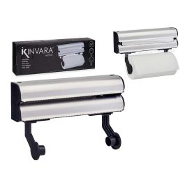 Portarrollos Doble Kinvara 34 cm x 20 cm x 9 cm, Metal, Plata (4 Unidades)