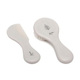KioKids Set Peine y Cepillo Cerdas Naturales Gris para Bebé +0 Meses Colección Petits Moments