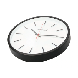 Q-connect Reloj de Pared Redondo de Plástico Negro 34,4 cm Movimiento Silencioso