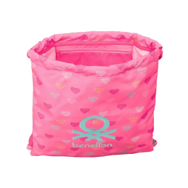 Bolsa Mochila con Cuerdas Benetton Heart Rosa 35 x 40 x 1 cm