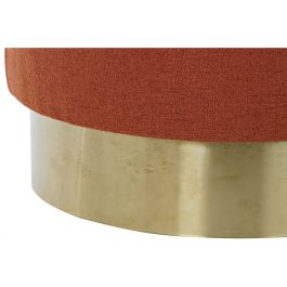 DKD Home Decor Reposapies Glam Terracota Dorado, 45 cm Ancho x 45 cm Fondo x 40 cm Alto, Altura Asiento 40 cm, Metal y Microfibra