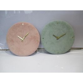 DKD Home Decor Reloj Glam Velvet Poliester Rosa Verde 2 Unidades 5.5 x 40.5 x 40.5 cm