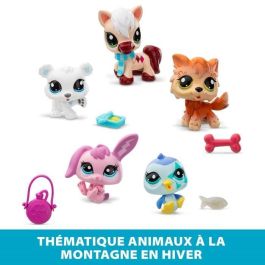 Bandai BAN3701405822897 Pack de 5 Mascotas Littlest Pet Shop Montagne Animales coleccionables