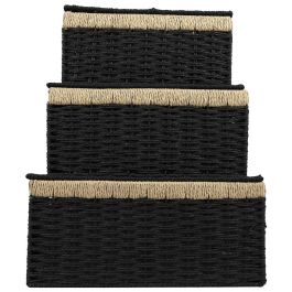 Home Deco Factory Juego de 3 Cajas de Almacenar con Tapa, Papel y Metal, Medidas Variadas