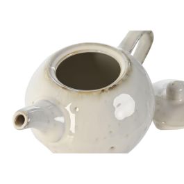 DKD Home Decor Tetera de Gres Blanco Moderno 850ml Apta Microondas y Lavavajillas Dimensiones 13x20x12 cm