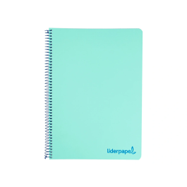 Liderpapel Cuaderno Espiral A4 Wonder Tapa Plástico 80 Hojas 90gr Cuadro 4mm Margen Verde Pastel