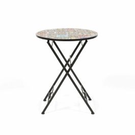 Mesa Plegable Exterior Metálica Mosaico Praga Negro Ø60 x 76 cm