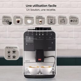 Melitta F831-101 Cafetera Súper Automática Barista T Smart 5 Intensidades de Café, Limpieza y Descalcificación Auto, 1.8L, sin Leche, Plateada