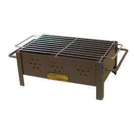 El Zorro Barbacoa de sobremesa metálica con parrilla cincada 31x21x14cm, resistente hasta 800°C
