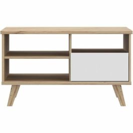 VANKKA VANKCFTT5218L25 Mesa de Centro Rectangular - Roble / Blanco Mate - Patas de Madera - 90x60x51,8 cm