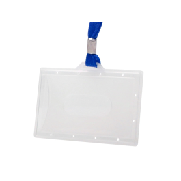 Q-connect Identificador kf17112 con Cordón Plano Azul y Apertura Lateral, 94x60 mm