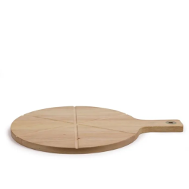 Livoo MES138 Juego de Pizza de Madera de Caucho con Cortador, 40 x 30 x 1.5 cm