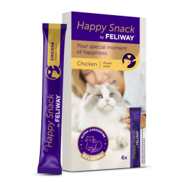 Feliway Happy Snack Premios Calmantes para Gatos y Gatitos Ansiedad con Alfa-Casozepina Sabor Pollo Bajo Calorías Sin Gluten 6 Sobres Precio: 7.5000002. SKU: B1AYWNYFKF