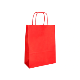 Q-connect Bolsa Papel Celulosa Rojo L con Asa Retorcida 320x400x140 mm (Paquete de 25)