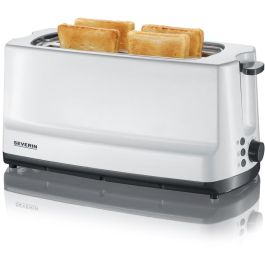 Severin AT2234 Tostadora de 4 rebanadas, 2 ranuras largas, 1400W, para tostar, descongelar y recalentar, soporte de repostería, autocentrante