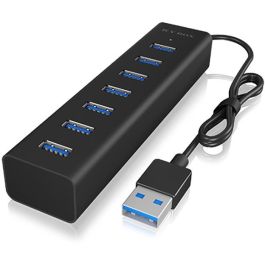 ICY BOX IB-HUB1700-U3 HUB USB 3.0 de 7 Puertos Type-A de 5 Gbps en Aluminio Negro