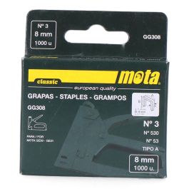 Mota Herramientas Grapas nº 3 8mm GG308 - Caja 1000 Unidades, Espesor 0,7mm Metálico Profesional/Doméstico Precio: 1.68999974. SKU: S7911282