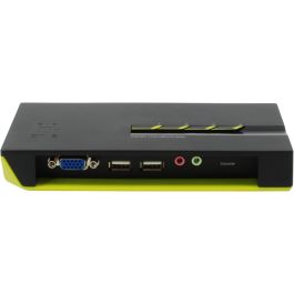 LevelOne Switch KVM 4 Puertos VGA USB Audio 2048x1536 Pixeles Negro Verde