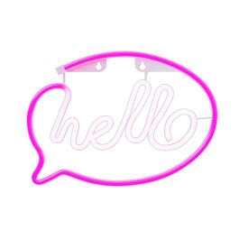 Forever Lampara Neon LED Hello Pink - Decoración Moderna para Hogar y Negocios