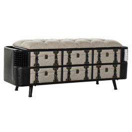 Banqueta DKD Home Decor 120 x 40 x 50 cm Negro Beige Metal Poliuretano