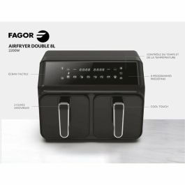 Fagor FAG3508510207584 - Airfryer 8L - Freidora sin aceite 2 depósitos 4L - 2200W - 8 programas - Negra