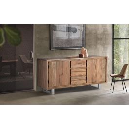 Giner y Colomer Aparador 4 Puertas Madera de Acacia Natural 82 x 172 x 45 cm