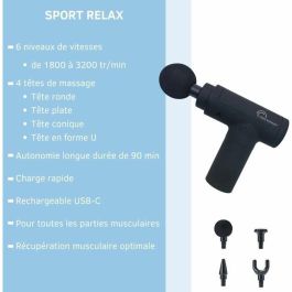 Little Balance LIT3760240787877 Pistola de Masaje Sport Relax, 6 velocidades, 4 cabezales, Negro