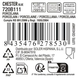 La Mediterranea Bol Chester Blue 15.6 x 15.6 x 6.8 cm (12 Unidades)