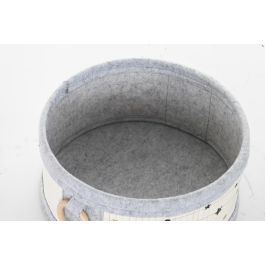 DKD Home Decor Cesta Ropa Set de 4 Blanco Gris Bambu Fieltro 31 x 42 x 41 cm