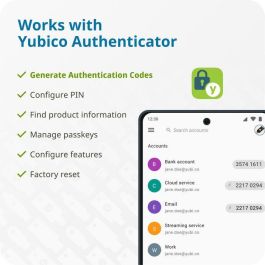 Yubico YubiKey 5C NFC Llave de Seguridad Hardware Multi-Protocolo FIDO2 U2F PIV para Autenticación de Dos Factores y Sin Contraseña Anti-Phishing